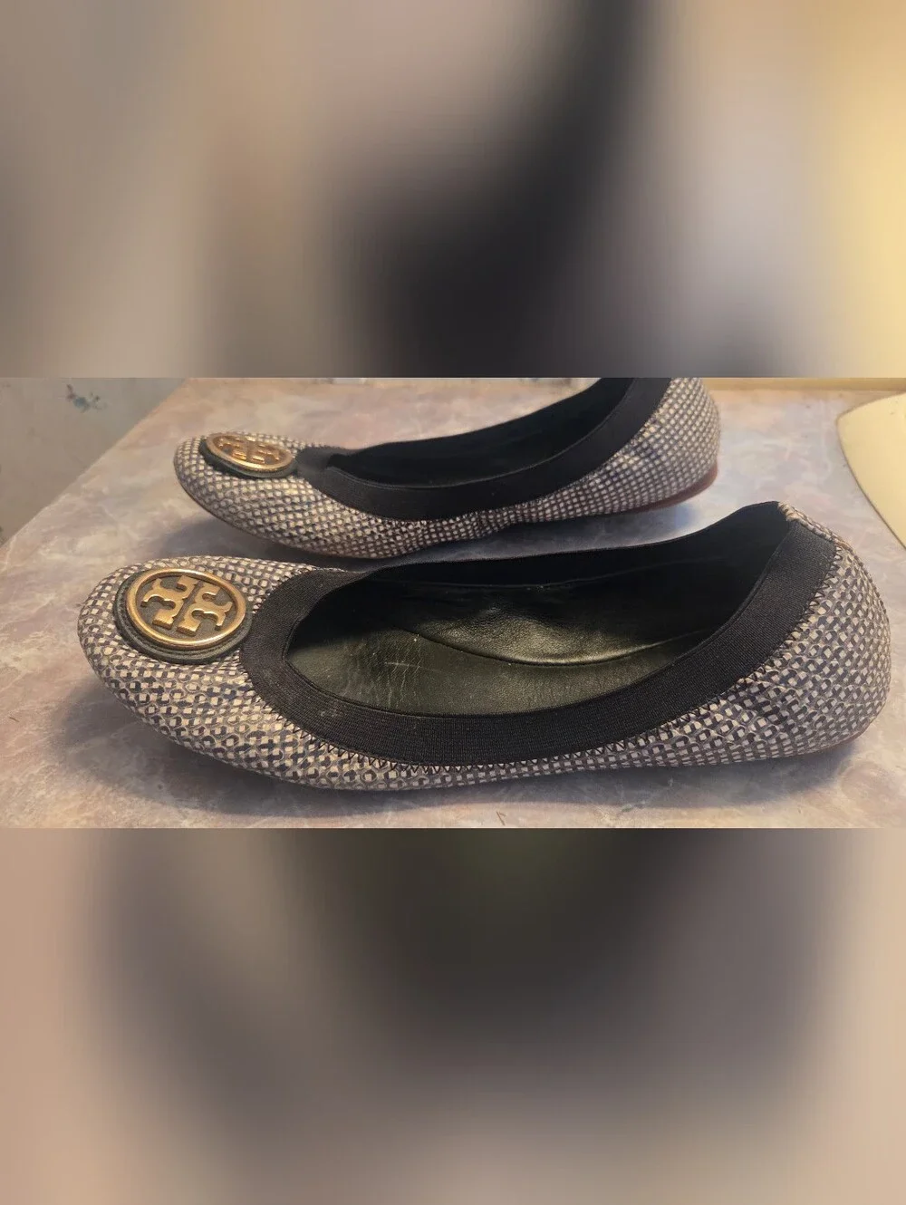 Tory Burch Black & White Ballet Flats